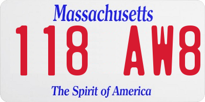 MA license plate 118AW8