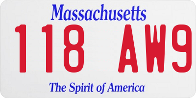 MA license plate 118AW9