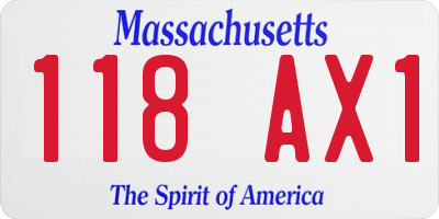 MA license plate 118AX1