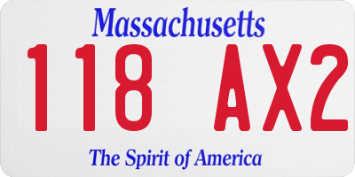 MA license plate 118AX2
