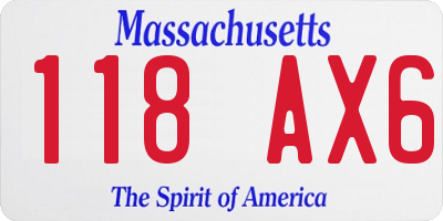 MA license plate 118AX6