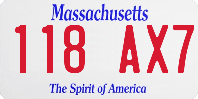 MA license plate 118AX7