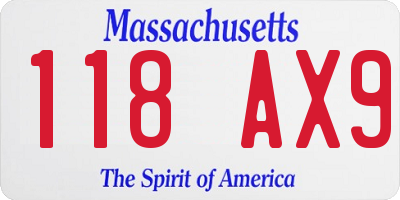 MA license plate 118AX9
