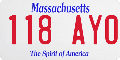 MA license plate 118AY0