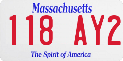 MA license plate 118AY2