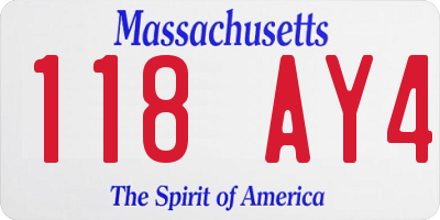 MA license plate 118AY4