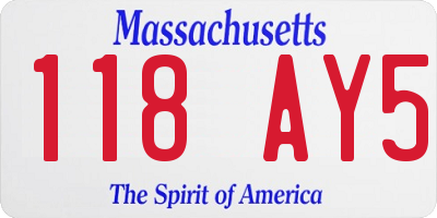 MA license plate 118AY5