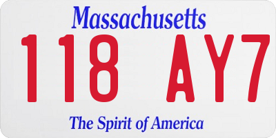 MA license plate 118AY7