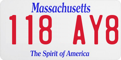 MA license plate 118AY8