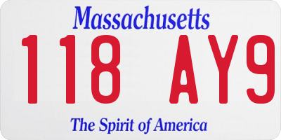 MA license plate 118AY9