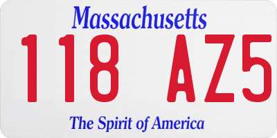 MA license plate 118AZ5