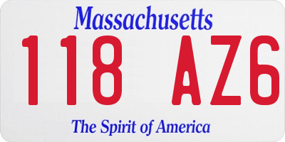 MA license plate 118AZ6