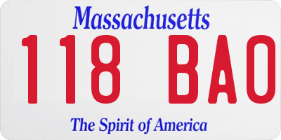 MA license plate 118BA0