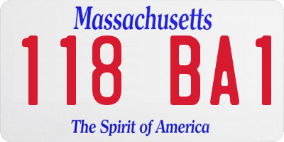 MA license plate 118BA1