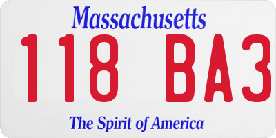 MA license plate 118BA3