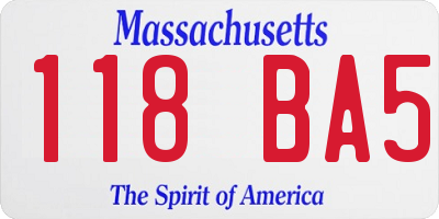 MA license plate 118BA5