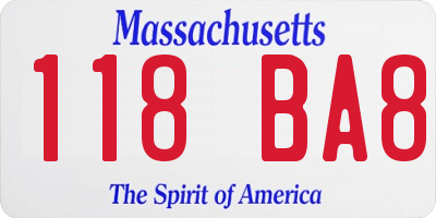 MA license plate 118BA8