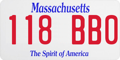 MA license plate 118BB0