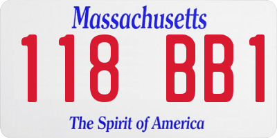 MA license plate 118BB1