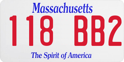 MA license plate 118BB2