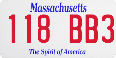 MA license plate 118BB3