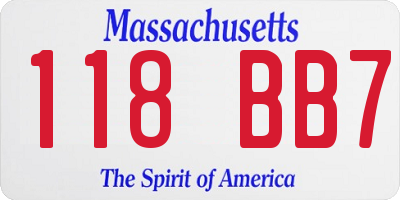 MA license plate 118BB7