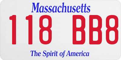 MA license plate 118BB8