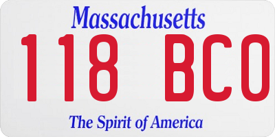 MA license plate 118BC0
