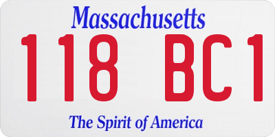 MA license plate 118BC1