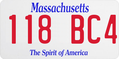 MA license plate 118BC4
