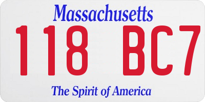 MA license plate 118BC7