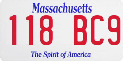 MA license plate 118BC9