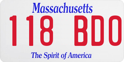 MA license plate 118BD0