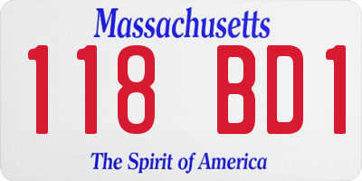 MA license plate 118BD1