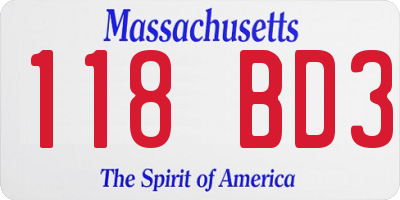 MA license plate 118BD3