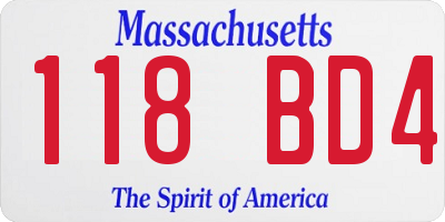MA license plate 118BD4