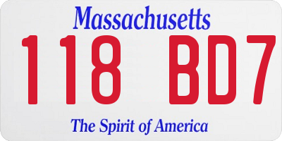 MA license plate 118BD7
