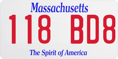 MA license plate 118BD8