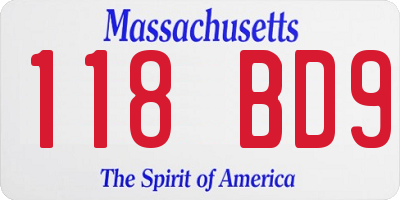 MA license plate 118BD9