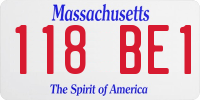 MA license plate 118BE1