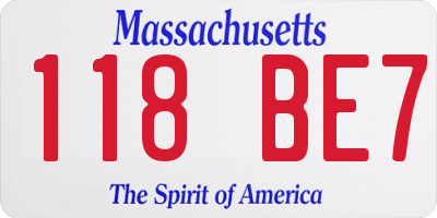 MA license plate 118BE7