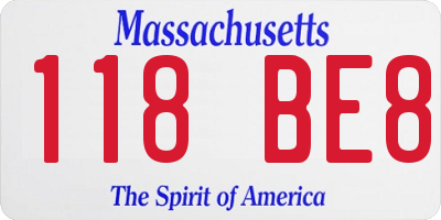 MA license plate 118BE8