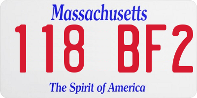 MA license plate 118BF2