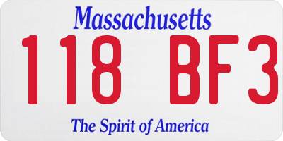 MA license plate 118BF3