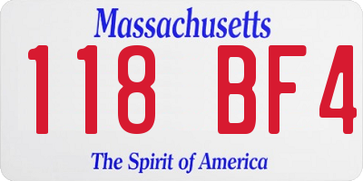 MA license plate 118BF4