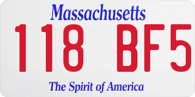 MA license plate 118BF5