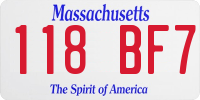 MA license plate 118BF7
