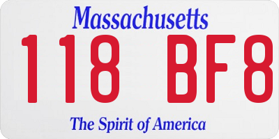 MA license plate 118BF8