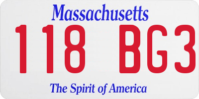 MA license plate 118BG3