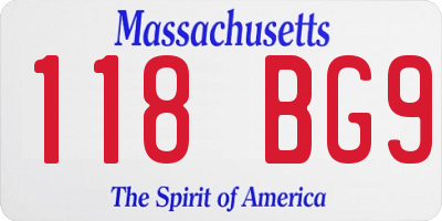 MA license plate 118BG9